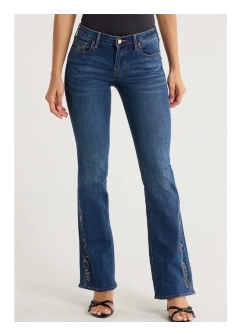 True Religion Becca Studded Mid Rise Bootcut Jeans Medium Rustic 29 New